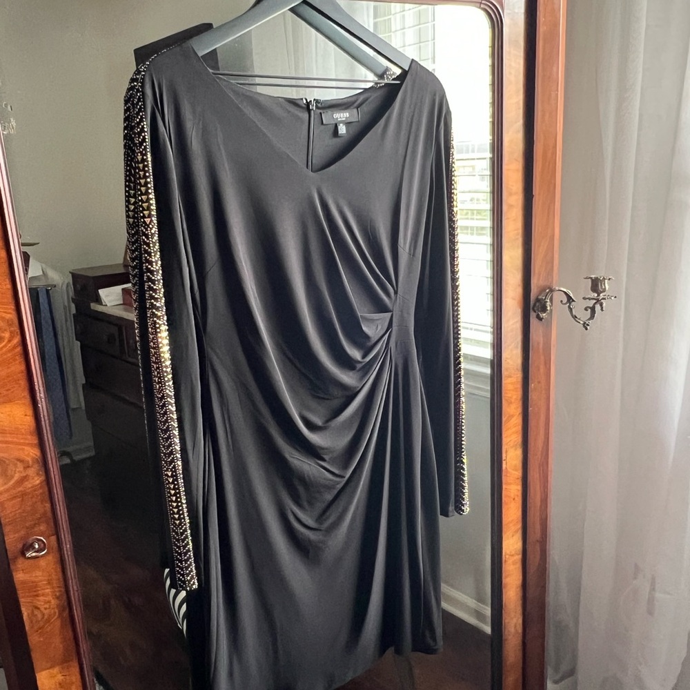 Elegant Black Dress with Gold Accents